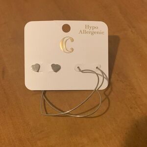 Charming Charlie Silver Heart Earrings